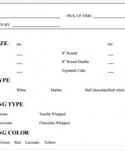 Birthday Cake Order Form Template Word Sample