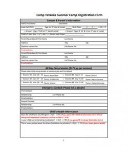 Boot Camp Registration Form Template Word Example