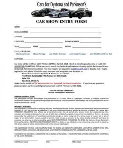 Car Show Registration Form Template Doc