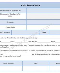 Child Travel Consent Form Template Word