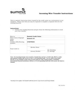 Costum Bank Wire Transfer Form Template Word Example