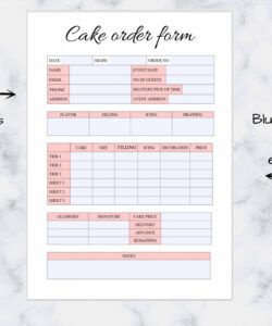 Costum Birthday Cake Order Form Template Excel Sample