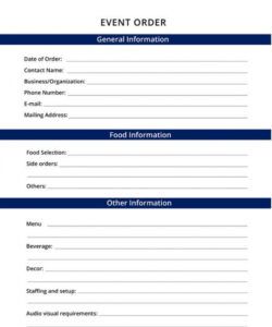 Costum Catering Event Order Form Template Word Example