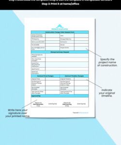 Costum Construction Change Order Form Template Word