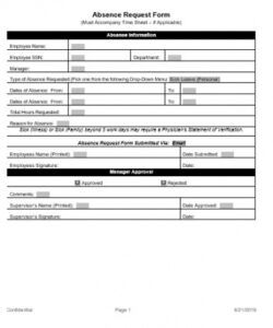 Costum Leave Of Absence Form Template Excel Sample