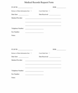Costum Medical Records Request Form Template Doc Example