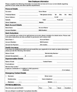Costum New Employee Hire Form Template Word Example