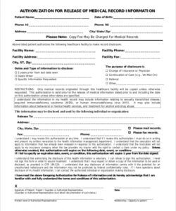 Costum Template Medical Records Release Form Doc Sample