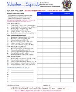 Costum Volunteer Sign Up Form Template Doc Sample