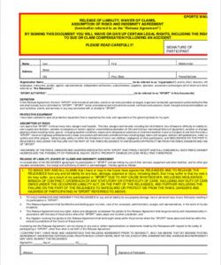 Costum Waiver Form Template For Sports Doc Example