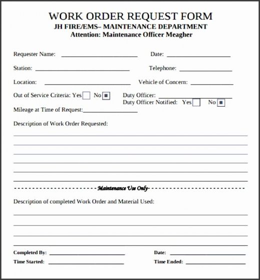 Editable Apartment Repair Request Form Template Excel