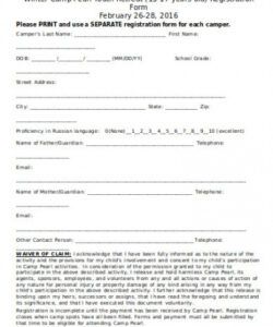 Editable Boot Camp Registration Form Template Doc Sample