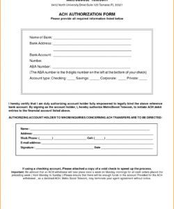 Editable Business Ach Authorization Form Template Excel Sample