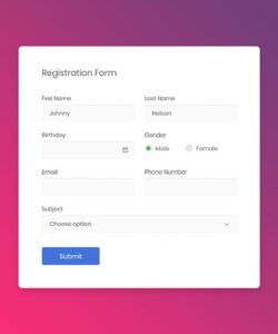 Editable Color Run Registration Form Template Pdf Sample