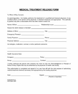 Editable Emergency Care And Treatment Form Template Excel Sample