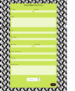 Editable Guest Check In Form Templates  Sample