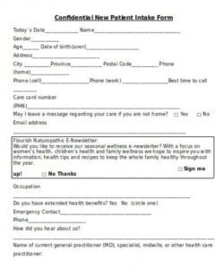Editable New Patient Intake Form Template Pdf Sample