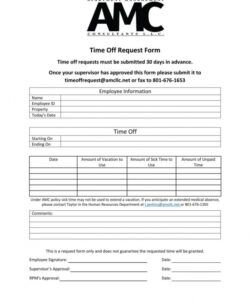 Editable Time Off Request Form Template  Sample