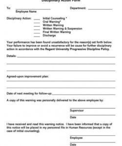 Employee Disciplinary Action Form Template Doc Example