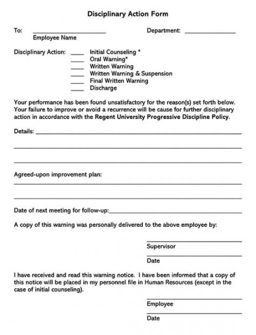 Employee Disciplinary Action Form Template Doc Example Minasinternational