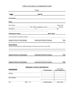 Field Trip Permission Form Template  Example