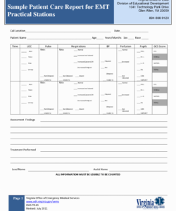 Free Ambulance Patient Report Form Templates Word Sample