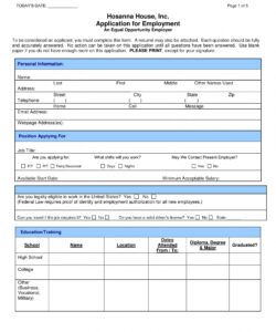 Free Application Form Template For Employment Doc