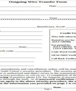 Free Bank Wire Transfer Form Template  Sample