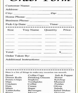 Free Blank Food Order Form Template Doc Example