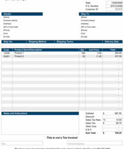 Free Blank Purchase Order Form Template  Example