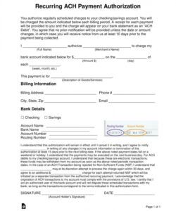 Free Business Ach Authorization Form Template Pdf