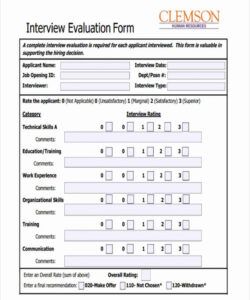 Free Candidate Interview Evaluation Form Template  Sample