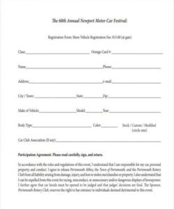 Free Car Show Registration Form Template Word Example