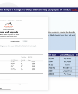 Free Change Order Form Template Construction Pdf