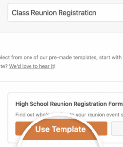 Free Class Reunion Registration Form Template  Sample