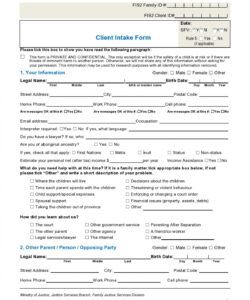 Free Client Intake Form Counselling Template