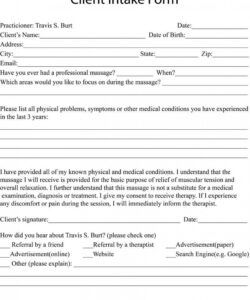 Free Client Intake Form Counselling Template Excel Sample