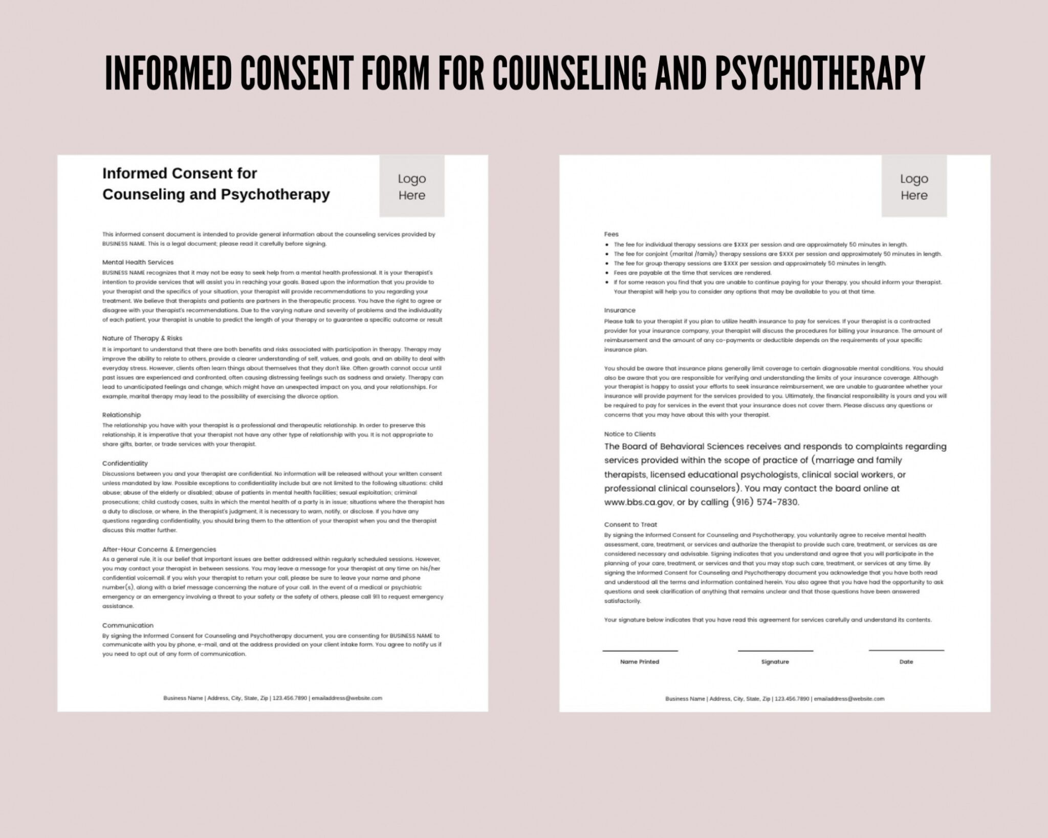 Free Counseling Informed Consent Form Template Sample Minasinternational 1792