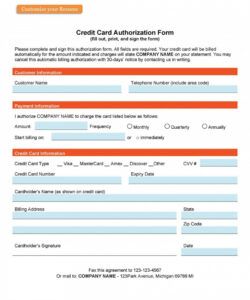Free Credit Card Payment Form Template Excel Example