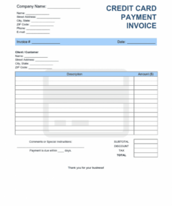 Free Credit Card Payment Form Template Pdf