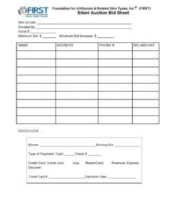 Free Silent Auction Bid Form Template Excel Sample