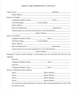 Free Staff Emergency Contact Form Template Doc Example