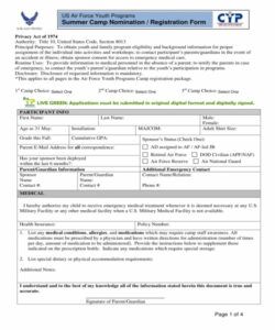 Free Summer Camp Registration Form Template Doc Example