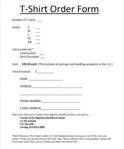 Free T Shirt Order Form Template Doc Example