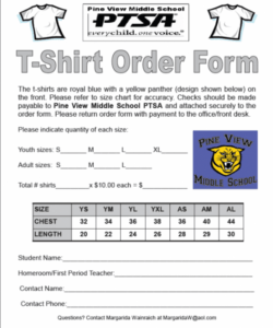 Free T Shirt Order Form Template Pdf