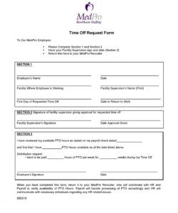 Free Time Off Request Form Template Pdf
