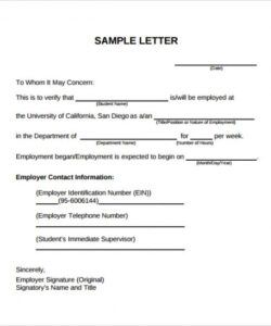 Free Verification Of Employment Form Template Word