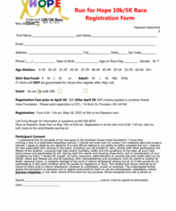 Fun Run Registration Form Template  Example