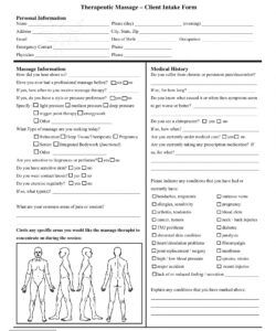 New Patient Intake Form Template  Sample