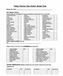 New Patient Intake Form Template Word Sample
